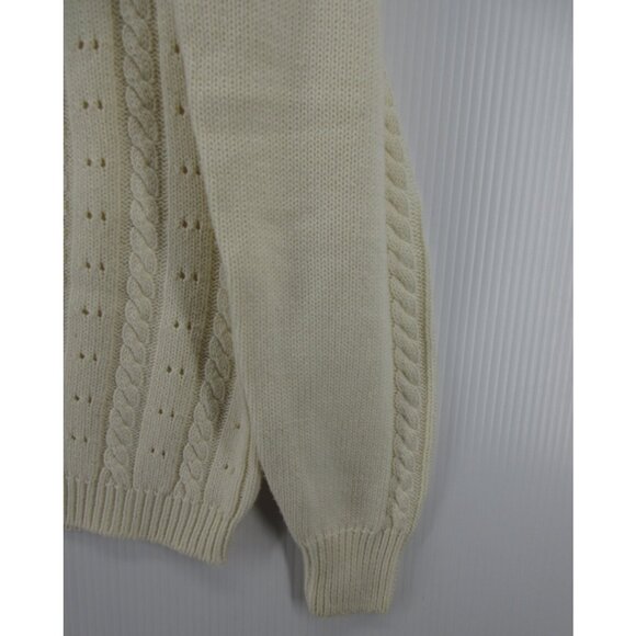 VGT LL Bean Sweater Medium Cream Cardigan Hand Embroidered Cottage - Picture 3 of 10